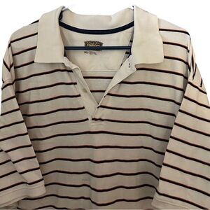 *Foundry Supply Co. White and Red Striped Polo Shirt 3XL